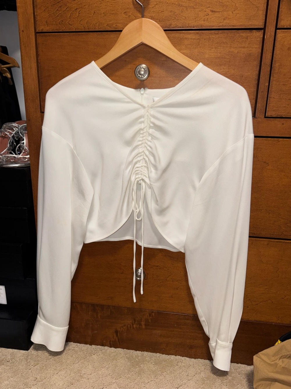 Christopher Esber White Ruched-Back Long Sleeve Top